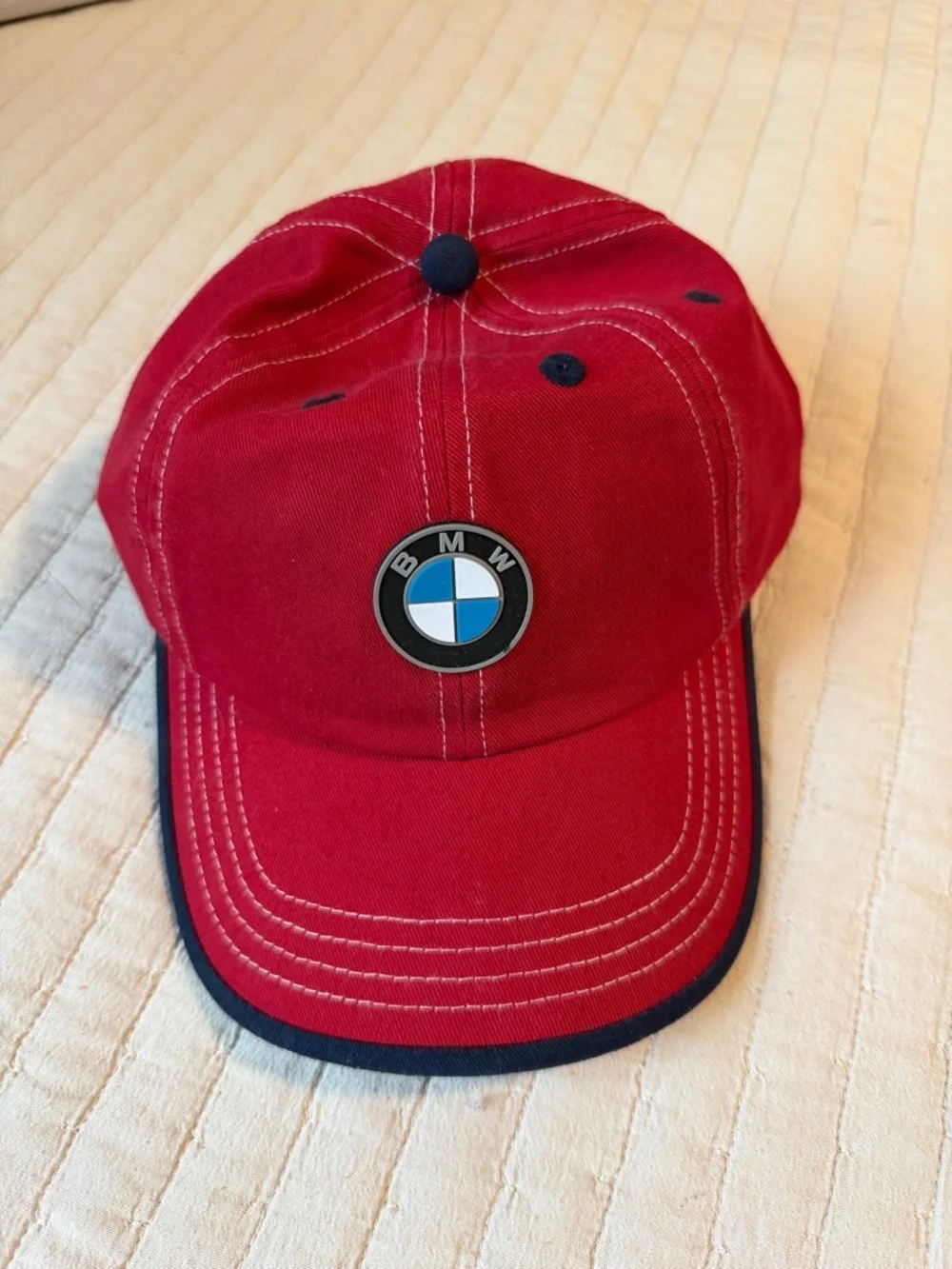 BMW Red Kids Cap with Navy Trim